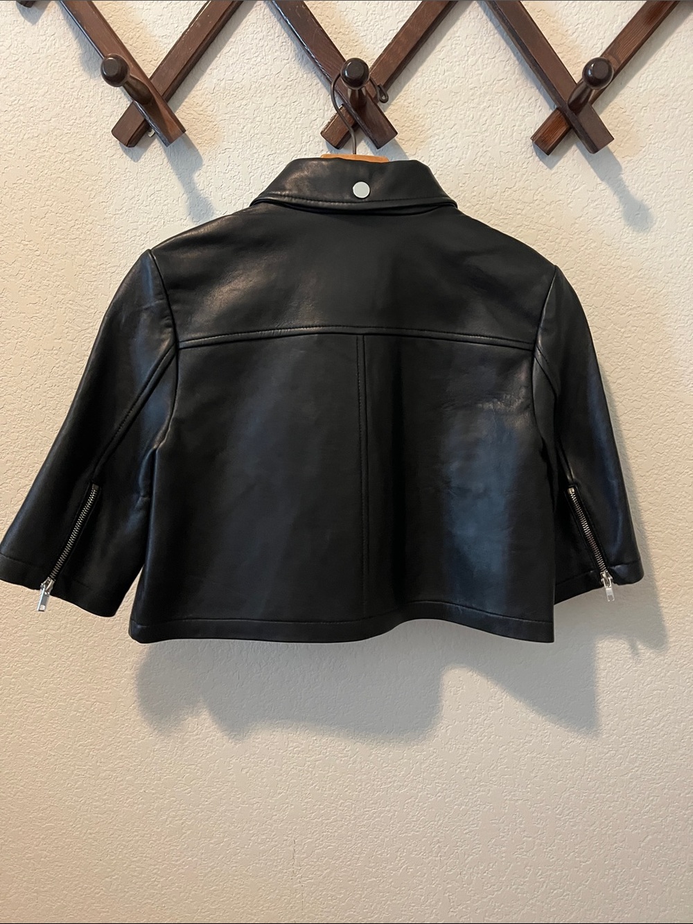 Maje Brittany Cropped Leather Shirt Jacket M - Picture 5 of 6